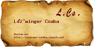 Lőwinger Csaba névjegykártya